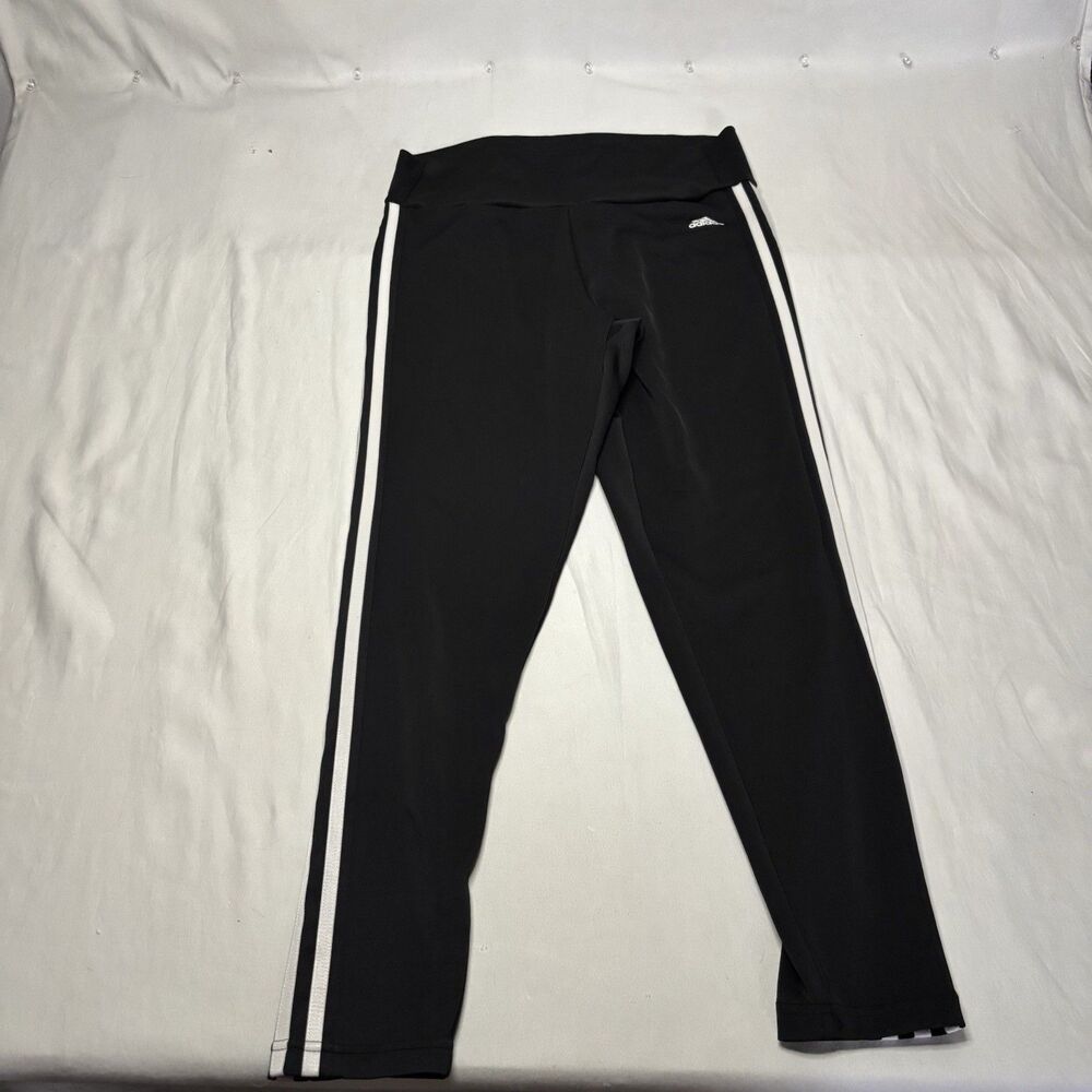 Adidas Womens High Waisted 3-Stripe Leggings Black White Large N3 11